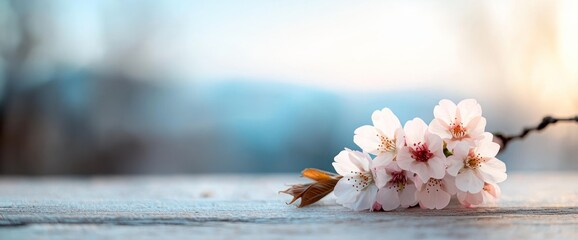 Delicate Blossoms on a Rustic Surface