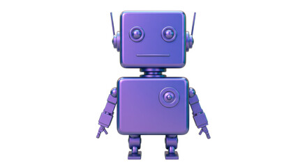 Isolated Cute Blue Toy Robot with Antennae