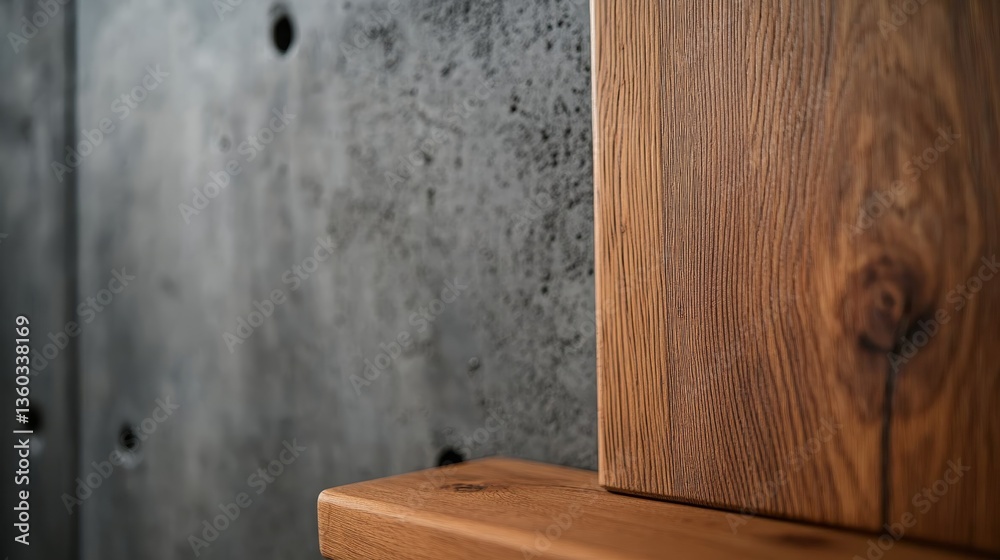 Aufkleber a blank wooden picture frame rests against a textured concrete wall, showcasing its natural finish a