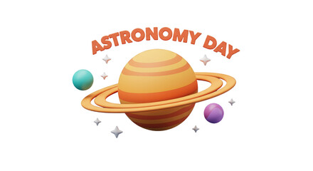 Isolated Astronomy Day Saturn Planet with Stars