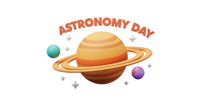 Isolated Astronomy Day Saturn Planet with Stars