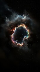 Obraz premium Cosmic Nebula Hole in Space, Colorful Stellar Dust and Gas, Night Sky with Stars, Universe Background