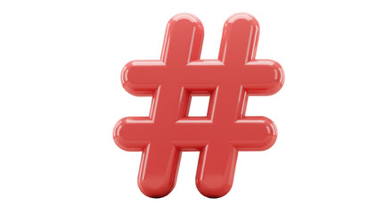 Isolated Red Hashtag Symbol 3D Render