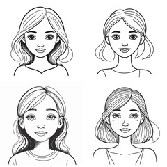 Female face sketches diverse portraits against a white background
