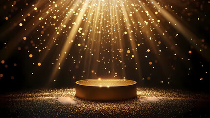 Golden stage with bright lights