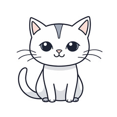 Obraz premium Cute cat content sitting against a white background