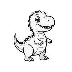 Fototapeta premium Cute dinosaur sketch smiling standing against a white background