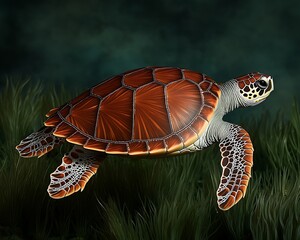 Elegant Sea Turtle Gracefully Swimming Underwater