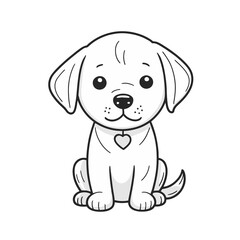 Cute puppy sketch neutral sitting against a white background