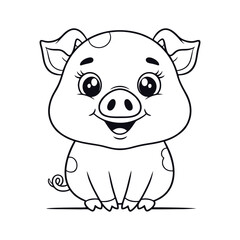 Obraz premium A cute cartoon pig with a round body and short legs is depicted with a joyful expression