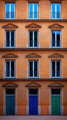 Obraz premium Facade of a building with windows and doors
