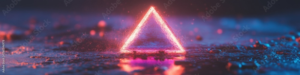 Poster neon breakthrough illuminated geometric triangular beacon celebrating reach as high as you can day -
