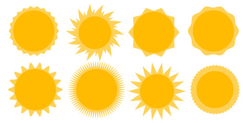 Sun Icons Set Isolated White Background