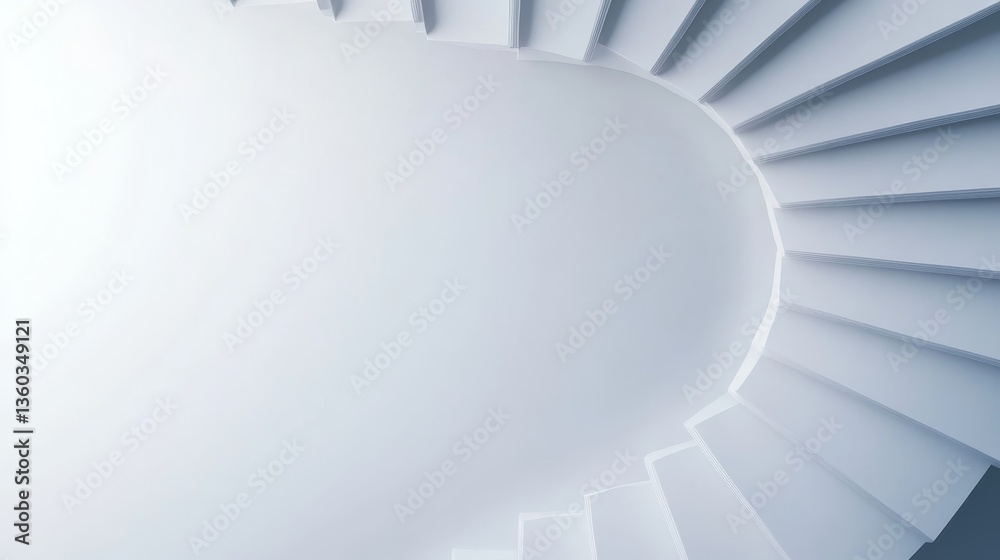 Poster a stunning top-down view reveals a spiral staircase with sleek white lines gracefully twisting downw