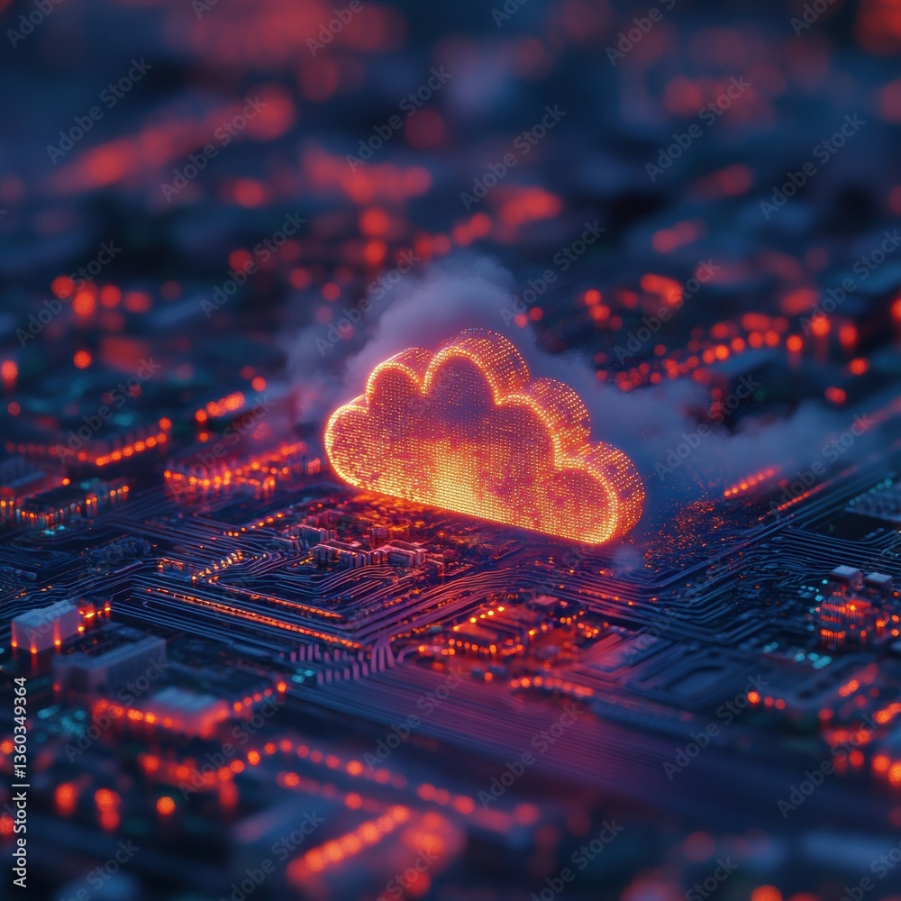 Fototapete Cybernetic Cloud Transformation Next-Gen Digital Infrastructure Visualizing Quantum Connectivity and Innovative Tech Ecosystem Breakthrough
