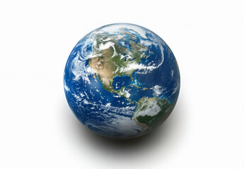 Fototapeta premium a realistic earth on a white background, no shadows, hyperrealistic, high-resolution photography, insanely detailed, wide-angle shot, stock photo,