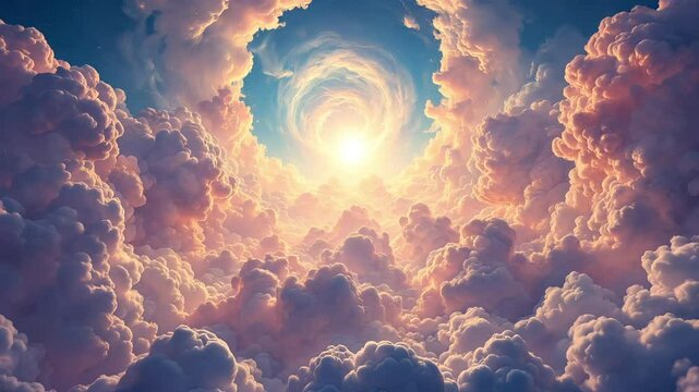 A dreamlike sequence of fractal clouds shifting in impossible ways