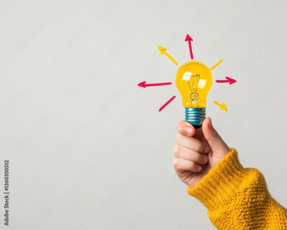 Poster innovative ideation visualization dynamic solution mapping with bright lightbulb concept - entrepren