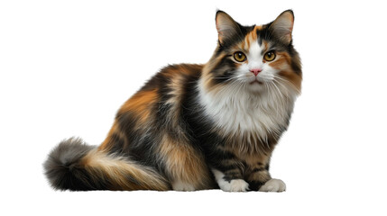 Fototapeta premium A classic house cat sitting while observing its surroundings, a cat with very thick fur and a very beautiful appearance, a cute animal, a cat, transparent.