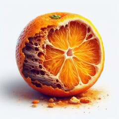 Decomposing Citrus: A Study in Organic Decay and Vibrant Contrast of Orange Fruit