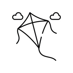 Kite Flying vector icon stock illustration
