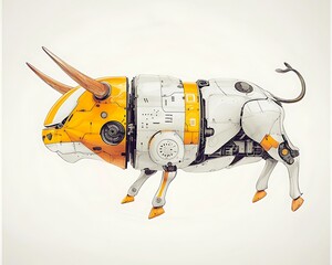 Robotic Bull Walks Digital Studio.