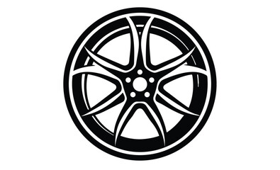 Obraz premium Car wheel icon silhouette, car wheel icon vector design template 