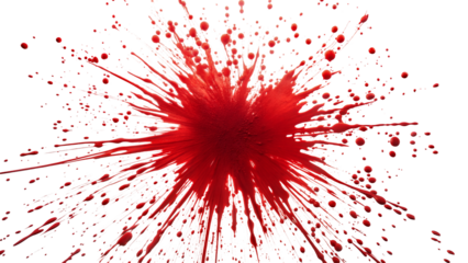 Red blood splashes isolated on transparent background. Png