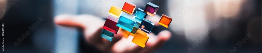 Fototapete Dynamic Digital Solutions Augmented Reality Cube Technology Visualizing Business Intelligence, Innovation Strategy, and Transformative Data Mapping for Next-Gen Enterprises