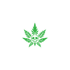 Obraz premium Skull Cannabis Logo. Unique skull emblem.