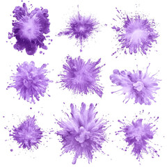 Purple liquid exploding vibrant splashes dynamic energy