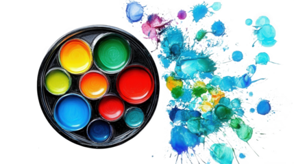 Colorful Watercolor Palette and Splashes