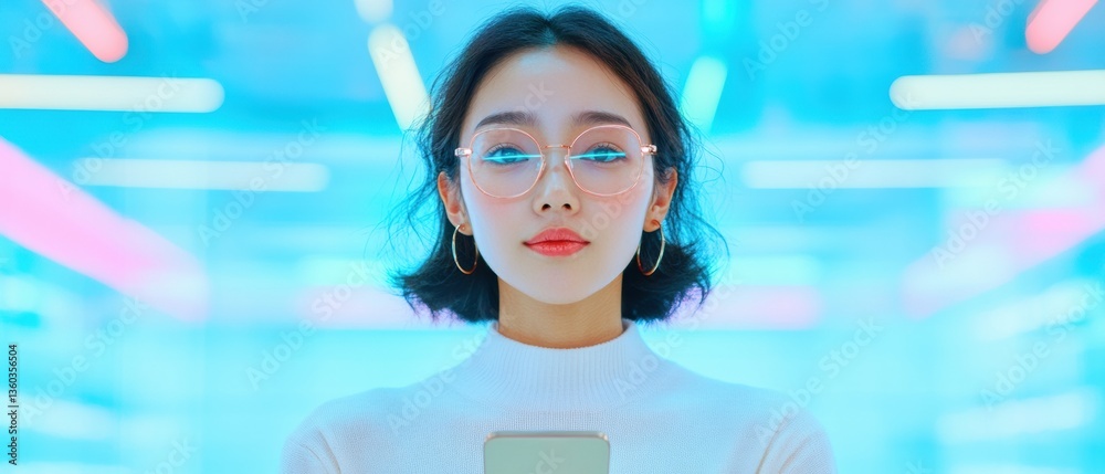 Aufkleber futuristic edtech empowerment gen z digital learner in immersive minimalist space - ai education inn