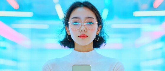 Futuristic EdTech Empowerment Gen Z Digital Learner in Immersive Minimalist Space - AI Education Innovation and Personalized Learning Aesthetic