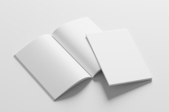 11x17 Vertical Portrait Magazine Brochure 3D Rendering White Blank Mockup