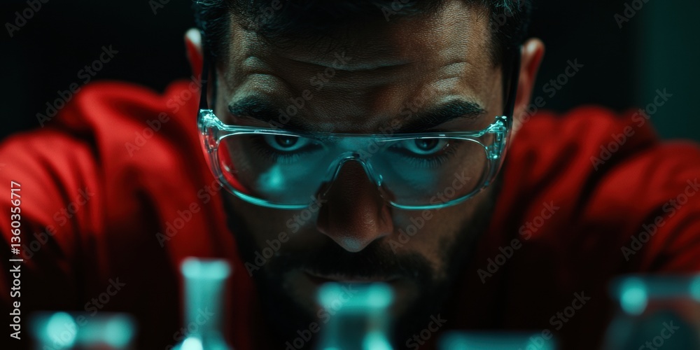 Poster Cyberpunk Data Science Next-Gen Researcher Exploring Quantum Analytics with Immersive Augmented Intelligence in Hyper-Focused Digital Workspace