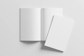 11x17 Vertical Portrait Magazine Brochure 3D Rendering White Blank Mockup