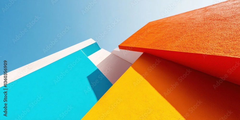 Aufkleber minimalist digital geometry vibrant abstract architectural design showcasing geometric color blockin