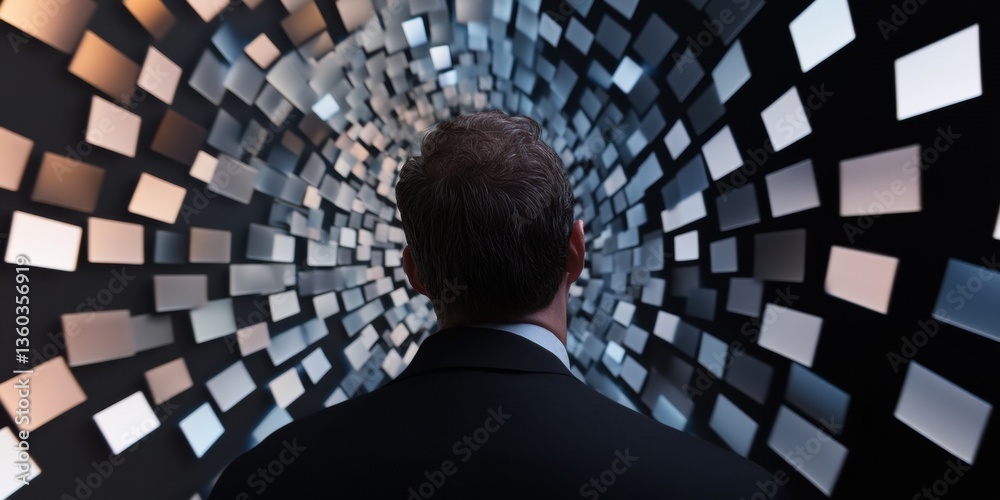 Poster immersive digital transformation next-gen business intelligence visualizing metaverse data tunnels f