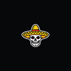 Sombrero Skull Logo. Unique Skull Emblem