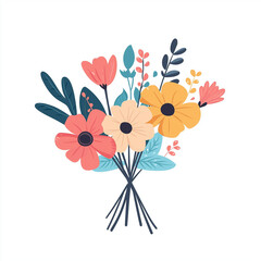 Simple Minimalist Flower Bouquet Vector Illustration