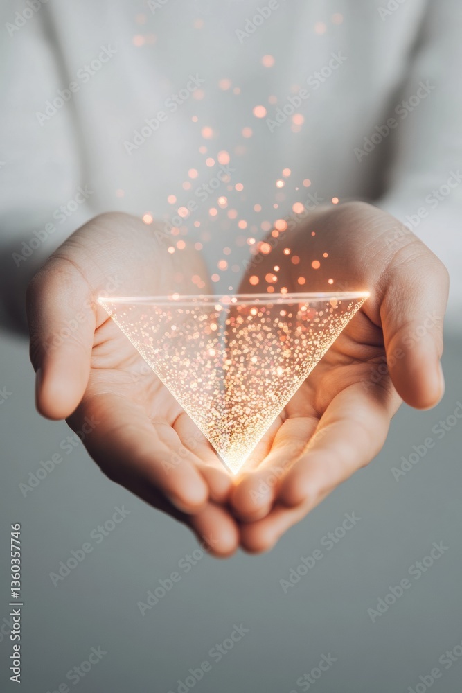 Fototapete Immersive Digital Transformation Holographic Pyramid Visualization with Luminescent Particle Flow - Next-Gen Innovation and Strategic Business Intelligence