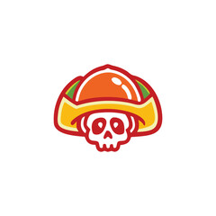 Pirate Skull Taco Logo. Unique skull emblem