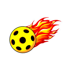 Flaming Pickleball Cartoon Illustration