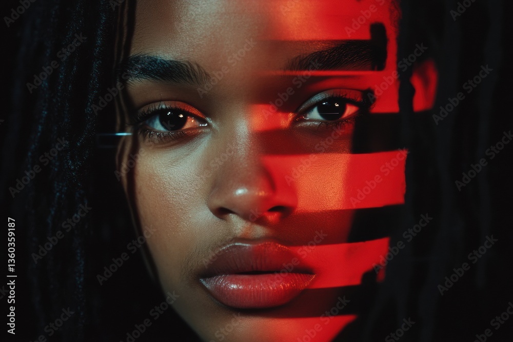 Poster Digital Identity Disruption Experimental Glitch Portrait Exploring Gen Z Emotional Complexity in Immersive Mixed-Reality Visual Communication