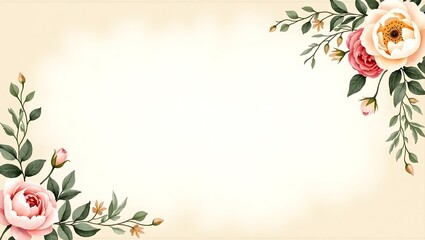 Vintage Floral Watercolor Background with Roses & Peonies – Elegant & Romantic Design