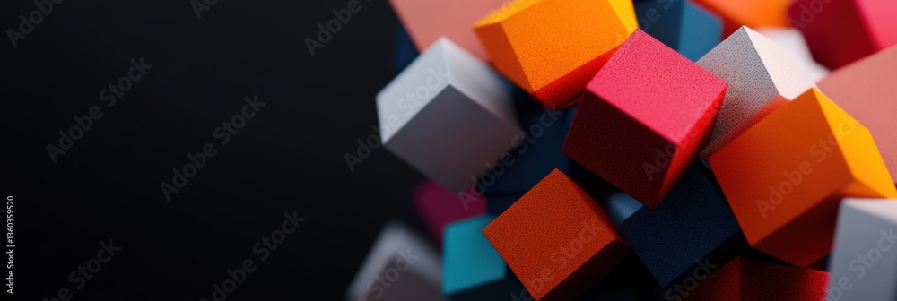 Fototapete geometric digital design vibrant cubic abstraction showcasing modern data visualization, creative br