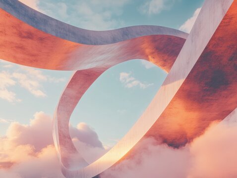 Ethereal Dimensional Flow Soft Gradient Abstract Architecture Exploring Organic Spatial Connectivity for Innovative Design Visualization