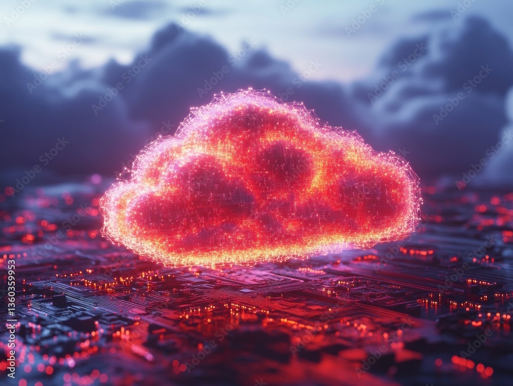 Leinwandbilder Quantum Cloud Revolution Luminescent Digital Infrastructure Transforming Global Computing with Immersive Cybersecurity and Next-Gen Data Streaming Technologies