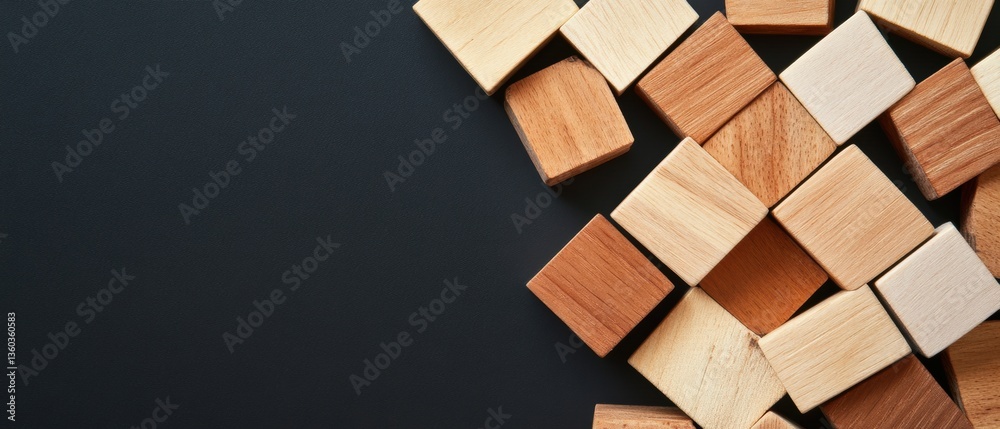 Aufkleber mindful tech leadership modular wooden blocks spelling flexible - adaptive work culture innovation f